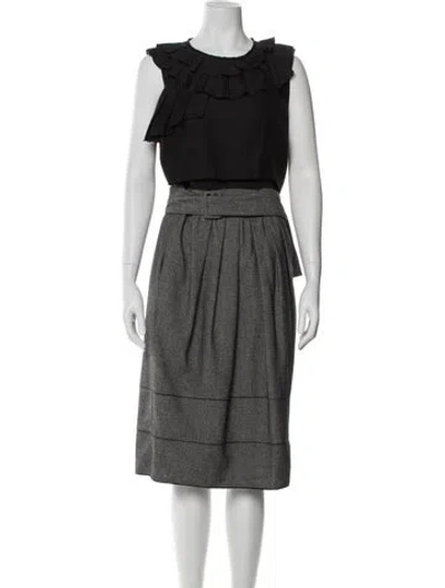 Pre-owned Red Valentino Crew Neck Knee-length Dress In Gray