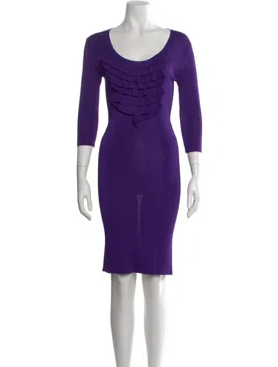 Pre-owned Red Valentino Crew Neck Knee-length Dress In Purple