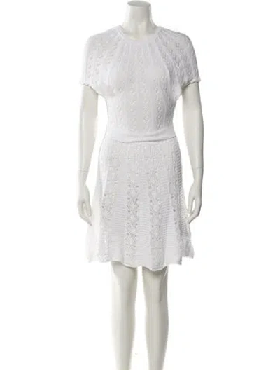 Pre-owned Red Valentino Crew Neck Knee-length Dress In White