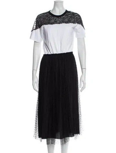 Pre-owned Red Valentino Crew Neck Long Dress In Black