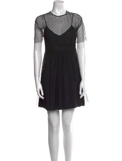Pre-owned Red Valentino Crew Neck Long Dress In Black