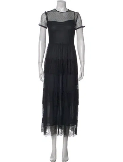Pre-owned Red Valentino Crew Neck Long Dress In Black