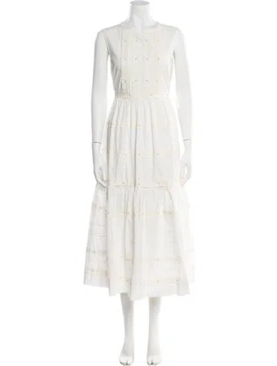 Pre-owned Red Valentino Crew Neck Long Dress In Neutral
