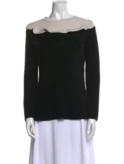 Pre-owned Red Valentino Crew Neck Long Sleeve Blouse In Black