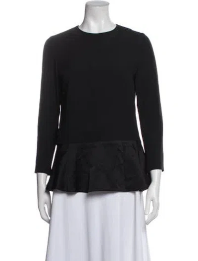 Pre-owned Red Valentino Crew Neck Long Sleeve Blouse In Black