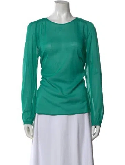 Pre-owned Red Valentino Crew Neck Long Sleeve Blouse In Green