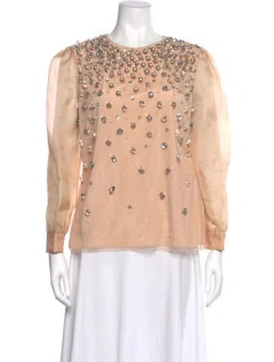 Pre-owned Red Valentino Crew Neck Long Sleeve Blouse In Neutral