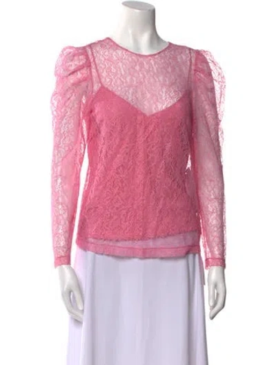 Pre-owned Red Valentino Crew Neck Long Sleeve Blouse W/ Tags In Pink