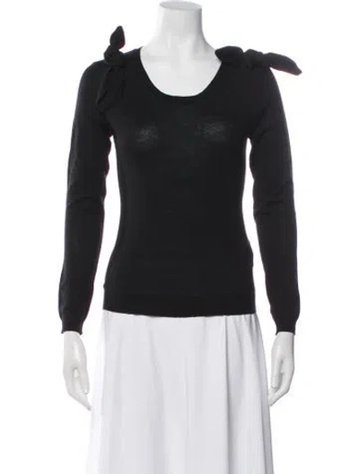 Pre-owned Red Valentino Crew Neck Long Sleeve Top In Black