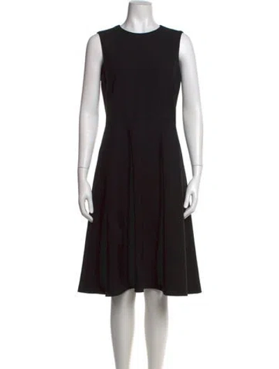 Pre-owned Red Valentino Crew Neck Midi Length Dress In Black