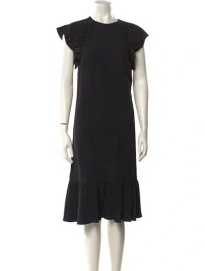 Pre-owned Red Valentino Crew Neck Midi Length Dress In Black