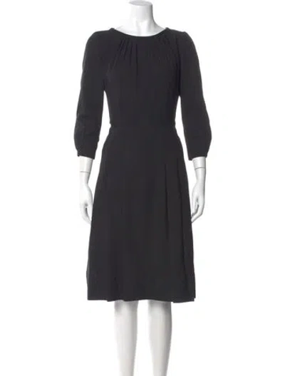 Pre-owned Red Valentino Crew Neck Midi Length Dress In Black