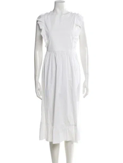 Pre-owned Red Valentino Crew Neck Midi Length Dress In White