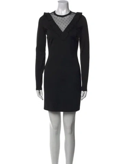 Pre-owned Red Valentino Crew Neck Mini Dress In Black