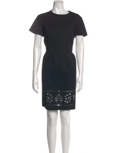 Pre-owned Red Valentino Crew Neck Mini Dress In Black