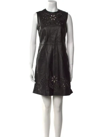 Pre-owned Red Valentino Crew Neck Mini Dress In Black