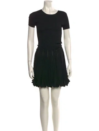 Pre-owned Red Valentino Crew Neck Mini Dress In Black