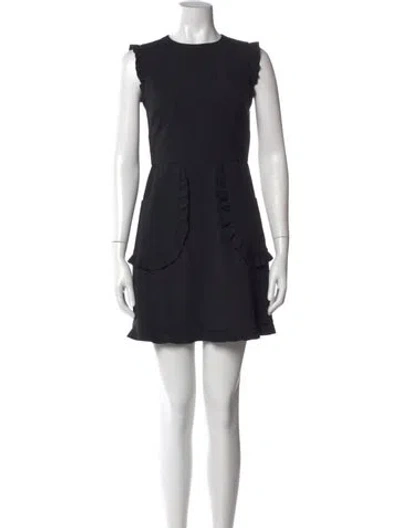 Pre-owned Red Valentino Crew Neck Mini Dress In Black