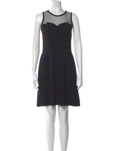 Pre-owned Red Valentino Crew Neck Mini Dress In Black