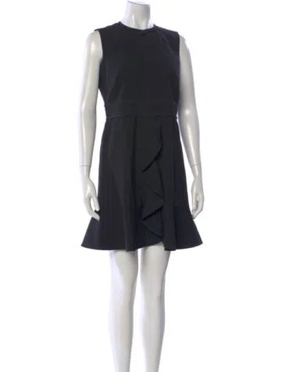 Pre-owned Red Valentino Crew Neck Mini Dress In Black
