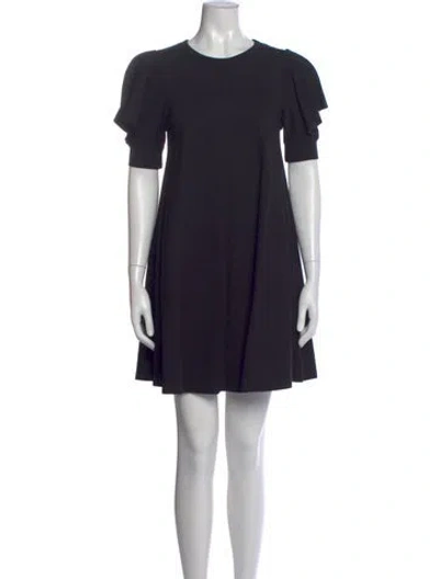 Pre-owned Red Valentino Crew Neck Mini Dress In Black