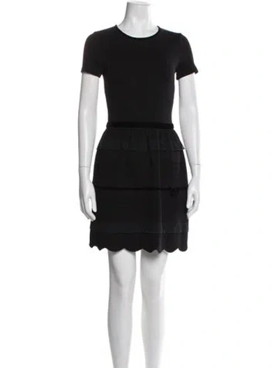 Pre-owned Red Valentino Crew Neck Mini Dress In Black