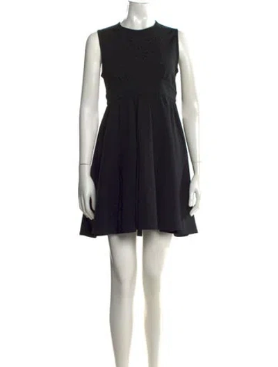 Pre-owned Red Valentino Crew Neck Mini Dress In Black