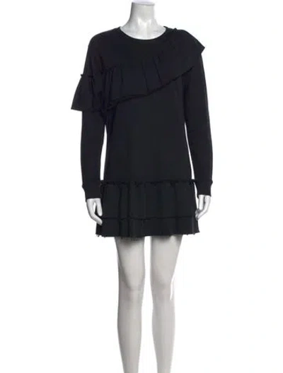 Pre-owned Red Valentino Crew Neck Mini Dress In Black