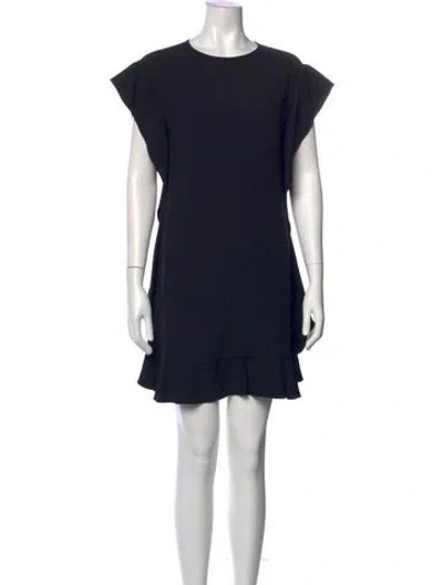 Pre-owned Red Valentino Crew Neck Mini Dress In Black