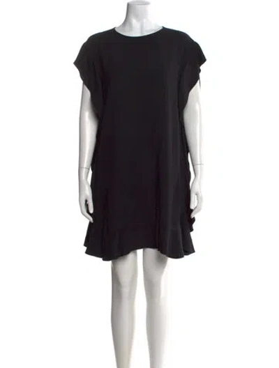 Pre-owned Red Valentino Crew Neck Mini Dress In Black