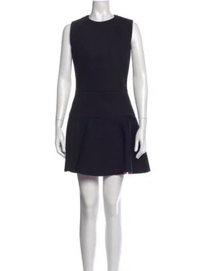 Pre-owned Red Valentino Crew Neck Mini Dress In Black