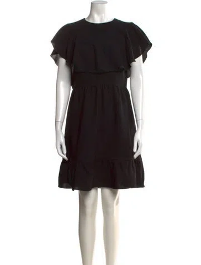 Pre-owned Red Valentino Crew Neck Mini Dress In Black