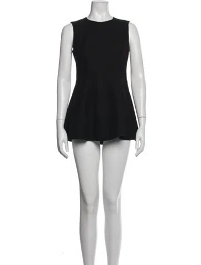 Pre-owned Red Valentino Crew Neck Mini Dress In Black