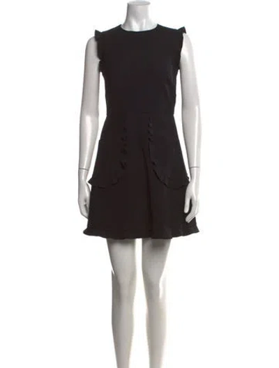 Pre-owned Red Valentino Crew Neck Mini Dress In Black