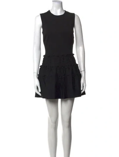 Pre-owned Red Valentino Crew Neck Mini Dress In Black