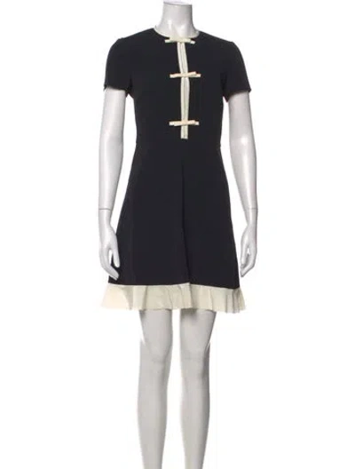 Pre-owned Red Valentino Crew Neck Mini Dress In Black