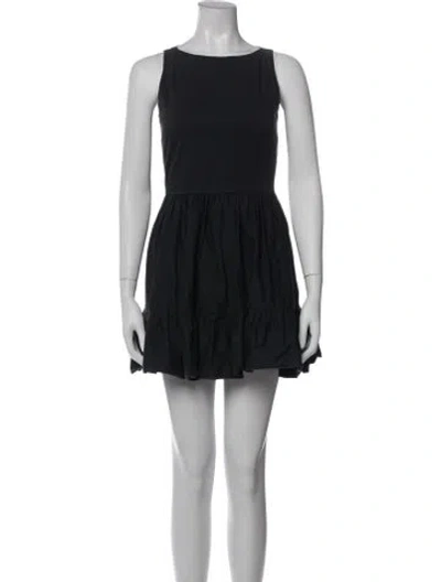 Pre-owned Red Valentino Crew Neck Mini Dress In Black
