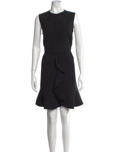 Pre-owned Red Valentino Crew Neck Mini Dress In Black