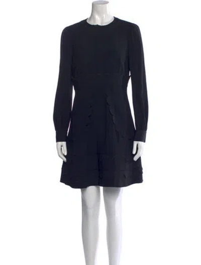Pre-owned Red Valentino Crew Neck Mini Dress In Black