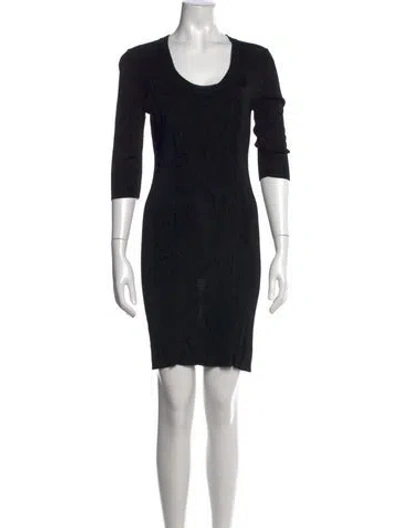 Pre-owned Red Valentino Crew Neck Mini Dress In Black