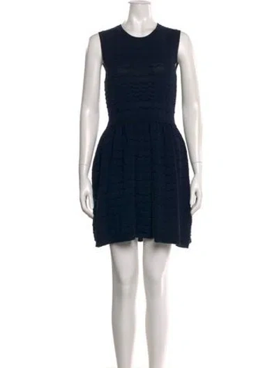 Pre-owned Red Valentino Crew Neck Mini Dress In Blue