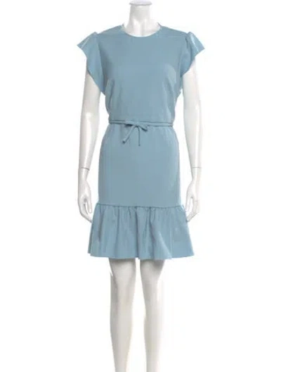 Pre-owned Red Valentino Crew Neck Mini Dress In Blue