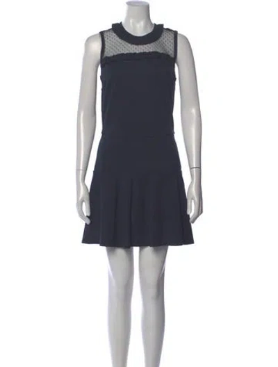 Pre-owned Red Valentino Crew Neck Mini Dress In Blue