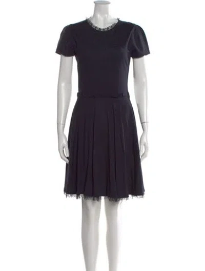 Pre-owned Red Valentino Crew Neck Mini Dress In Blue