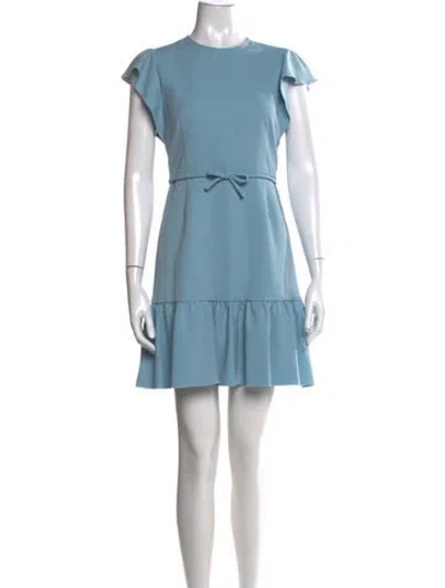 Pre-owned Red Valentino Crew Neck Mini Dress In Blue