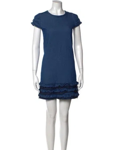 Pre-owned Red Valentino Crew Neck Mini Dress In Blue