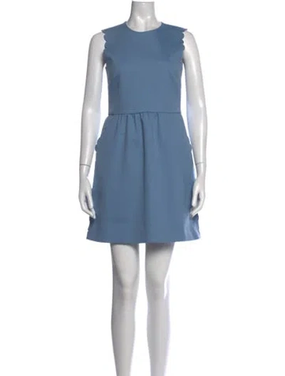 Pre-owned Red Valentino Crew Neck Mini Dress In Blue