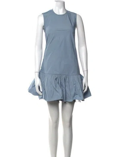 Pre-owned Red Valentino Crew Neck Mini Dress In Blue