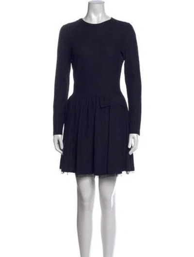 Pre-owned Red Valentino Crew Neck Mini Dress In Blue