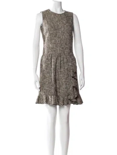 Pre-owned Red Valentino Crew Neck Mini Dress In Brown